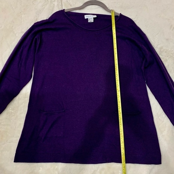 NEW Smock-Style Sweater Medium Newport News Purple Beautiful Pocket 100% Cotton - Picture 14 of 16